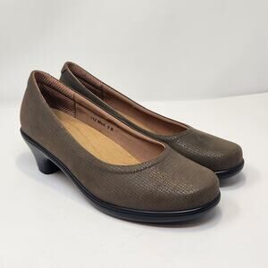 Bioheels Dina Beige Leather Comfort Pump Heel Size 9 B Closed Toe Slip On Arch